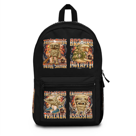 Italian Brainrot All Stars Halloween School Backpack