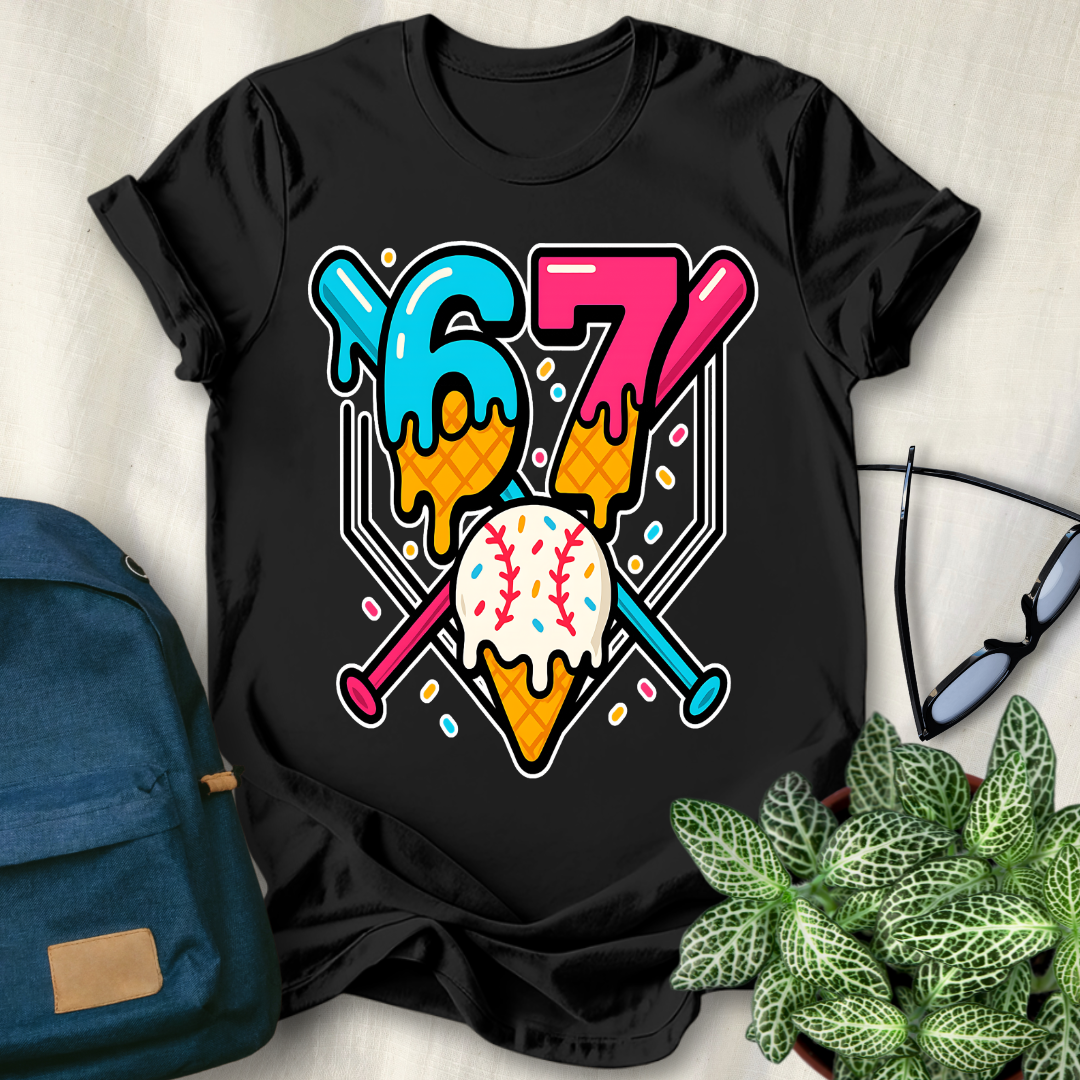 67 Memes Baseball Ice Cream Drip T-Shirt