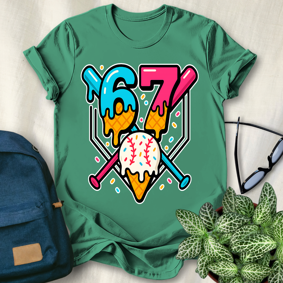 67 Memes Baseball Ice Cream Drip T-Shirt