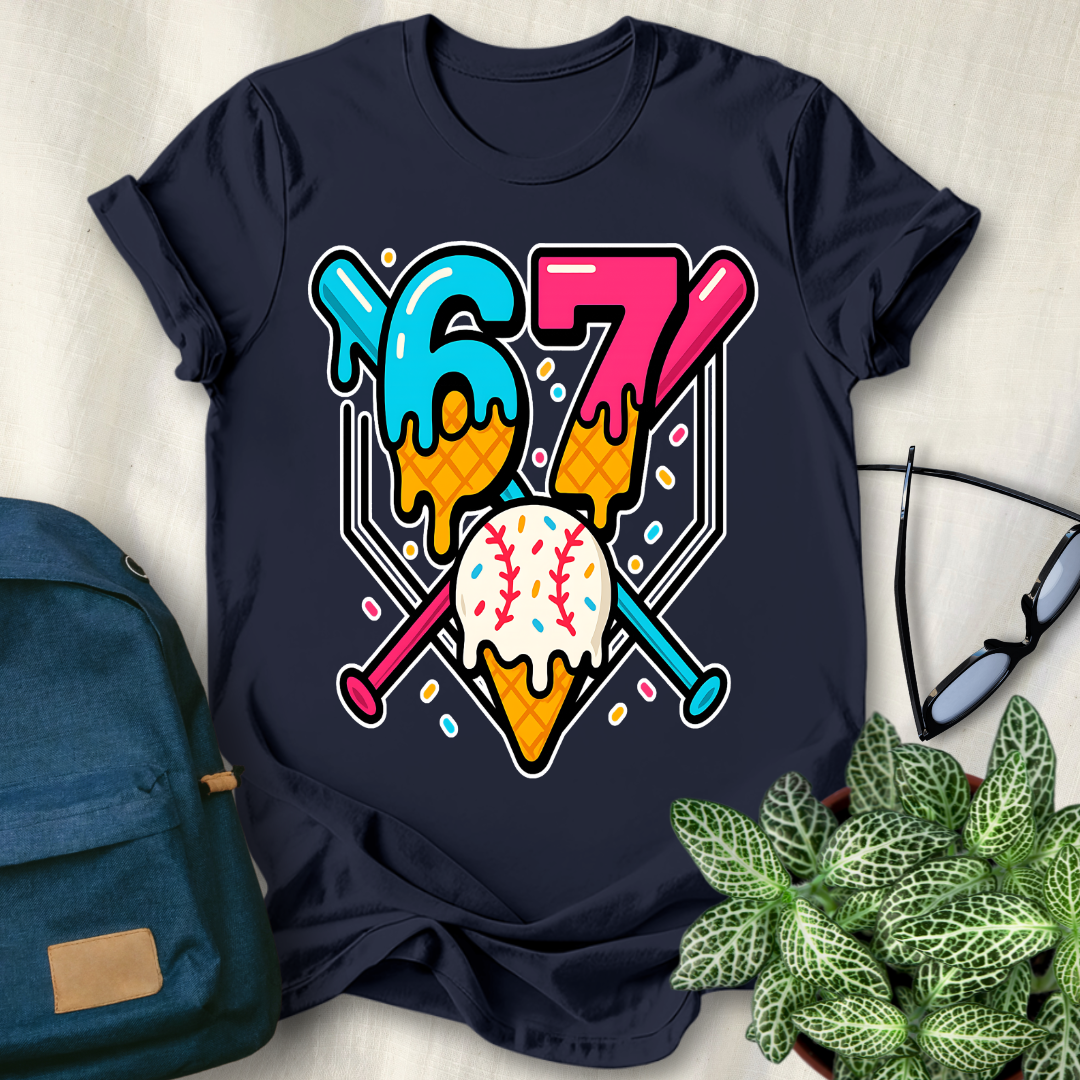 67 Memes Baseball Ice Cream Drip T-Shirt