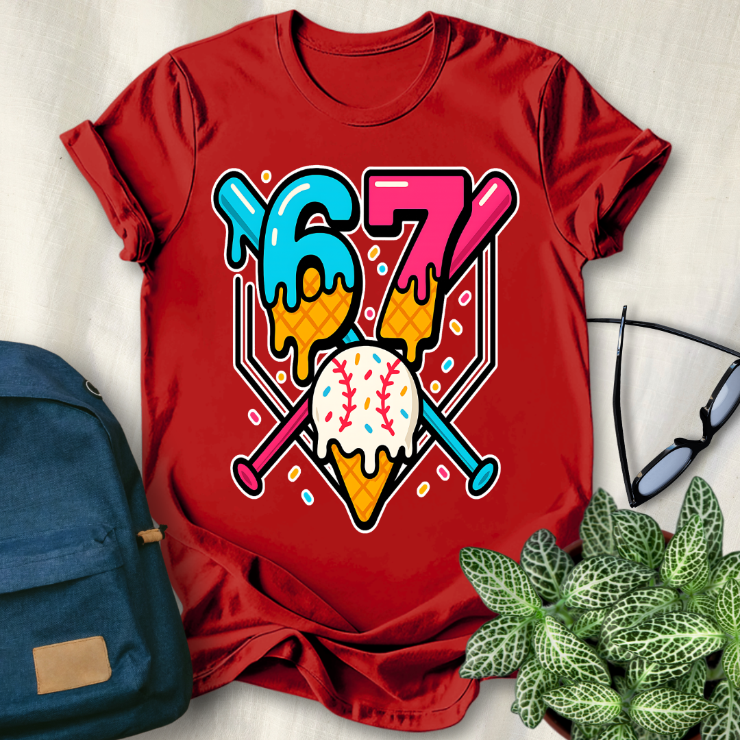 67 Memes Baseball Ice Cream Drip T-Shirt