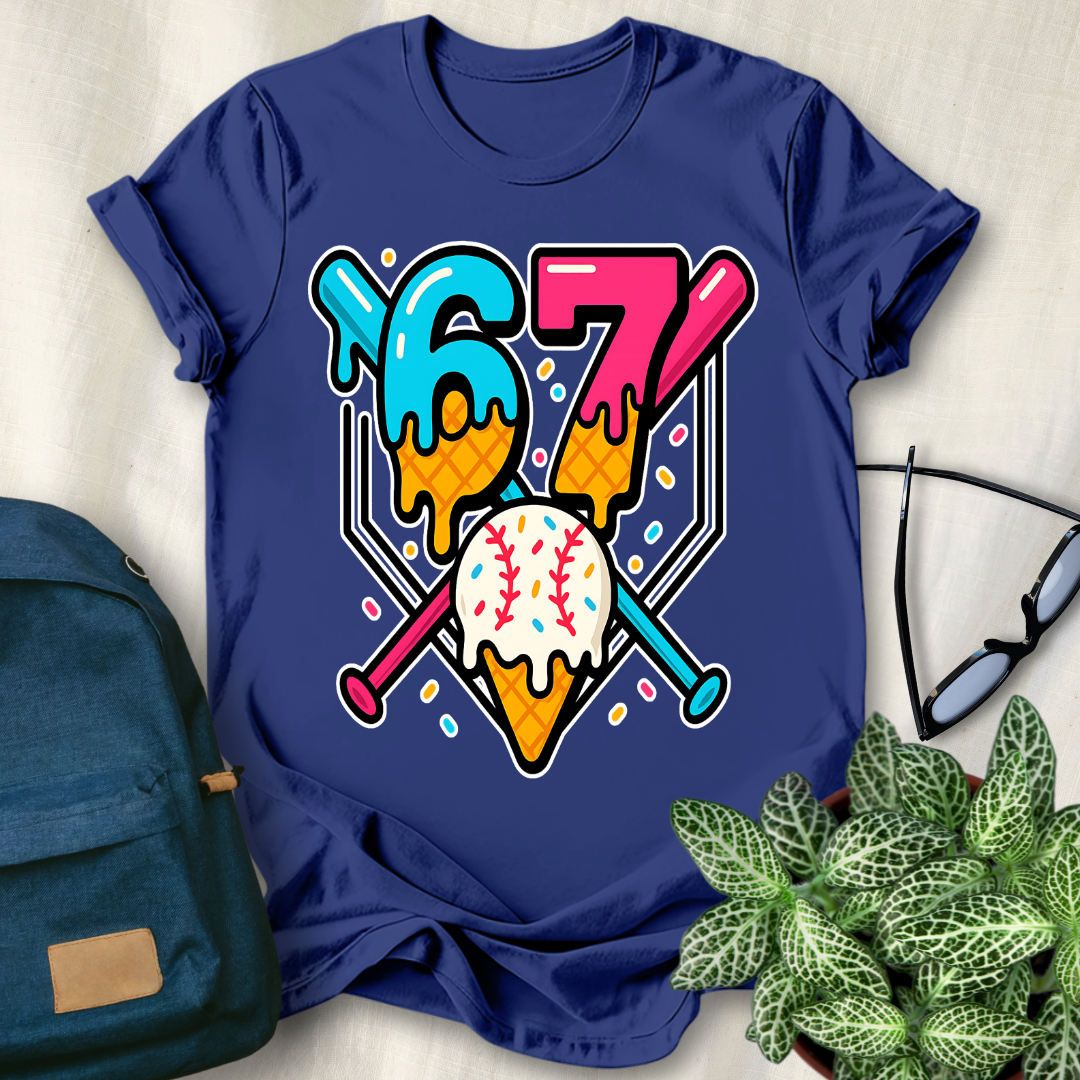 67 Memes Baseball Ice Cream Drip T-Shirt