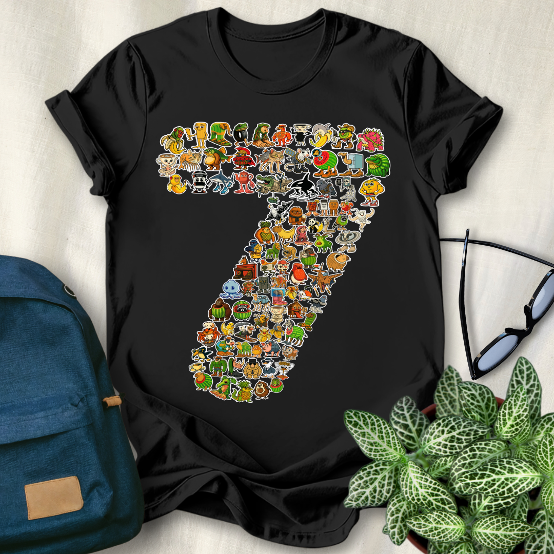 90 Italian Brainrot Characters 7th Birthday T-Shirt