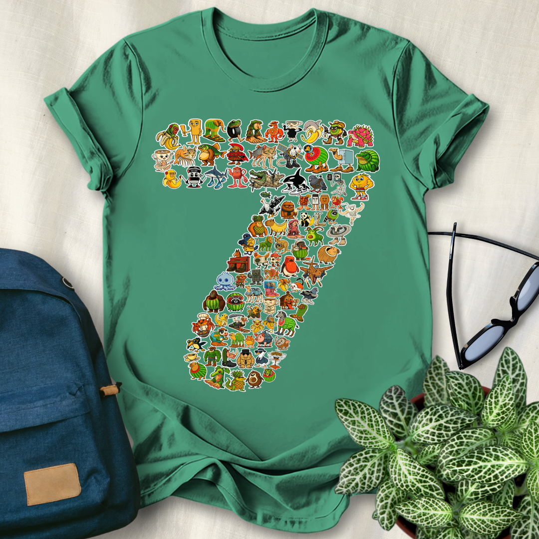 90 Italian Brainrot Characters 7th Birthday T-Shirt