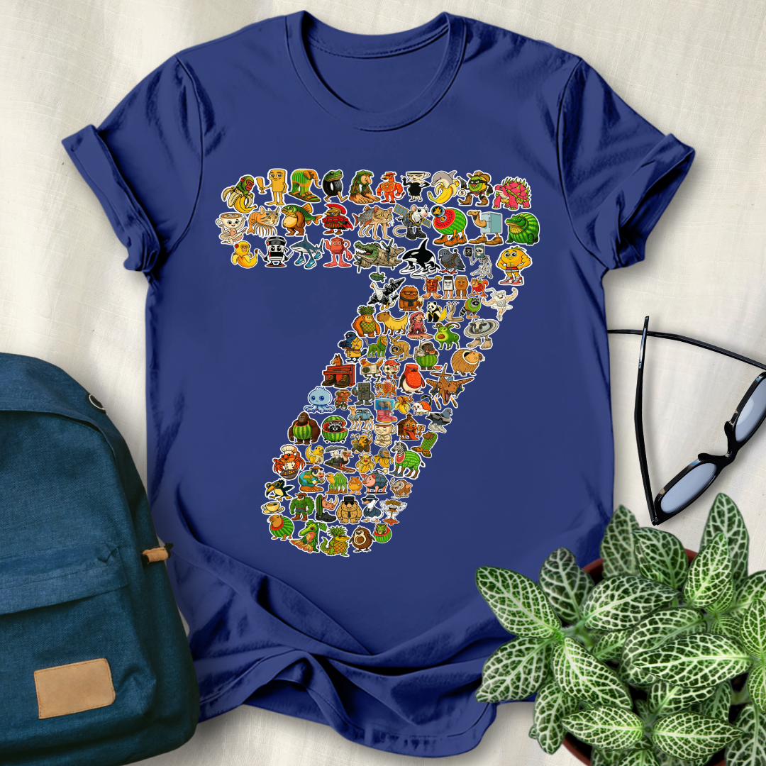 90 Italian Brainrot Characters 7th Birthday T-Shirt