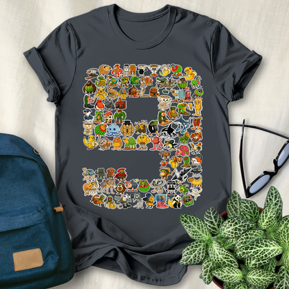 90 Italian Brainrot Characters 9th Birthday T-Shirt