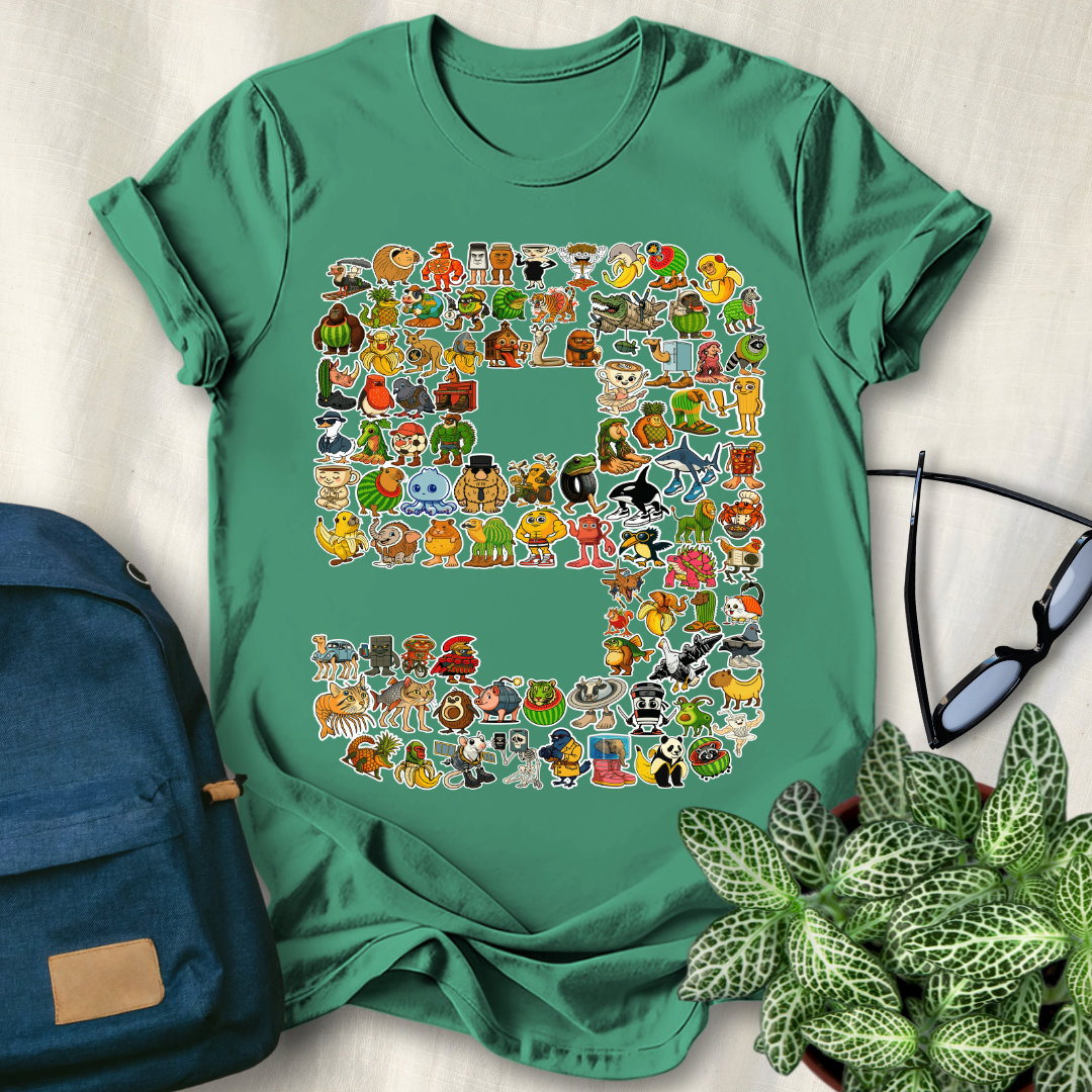 90 Italian Brainrot Characters 9th Birthday T-Shirt