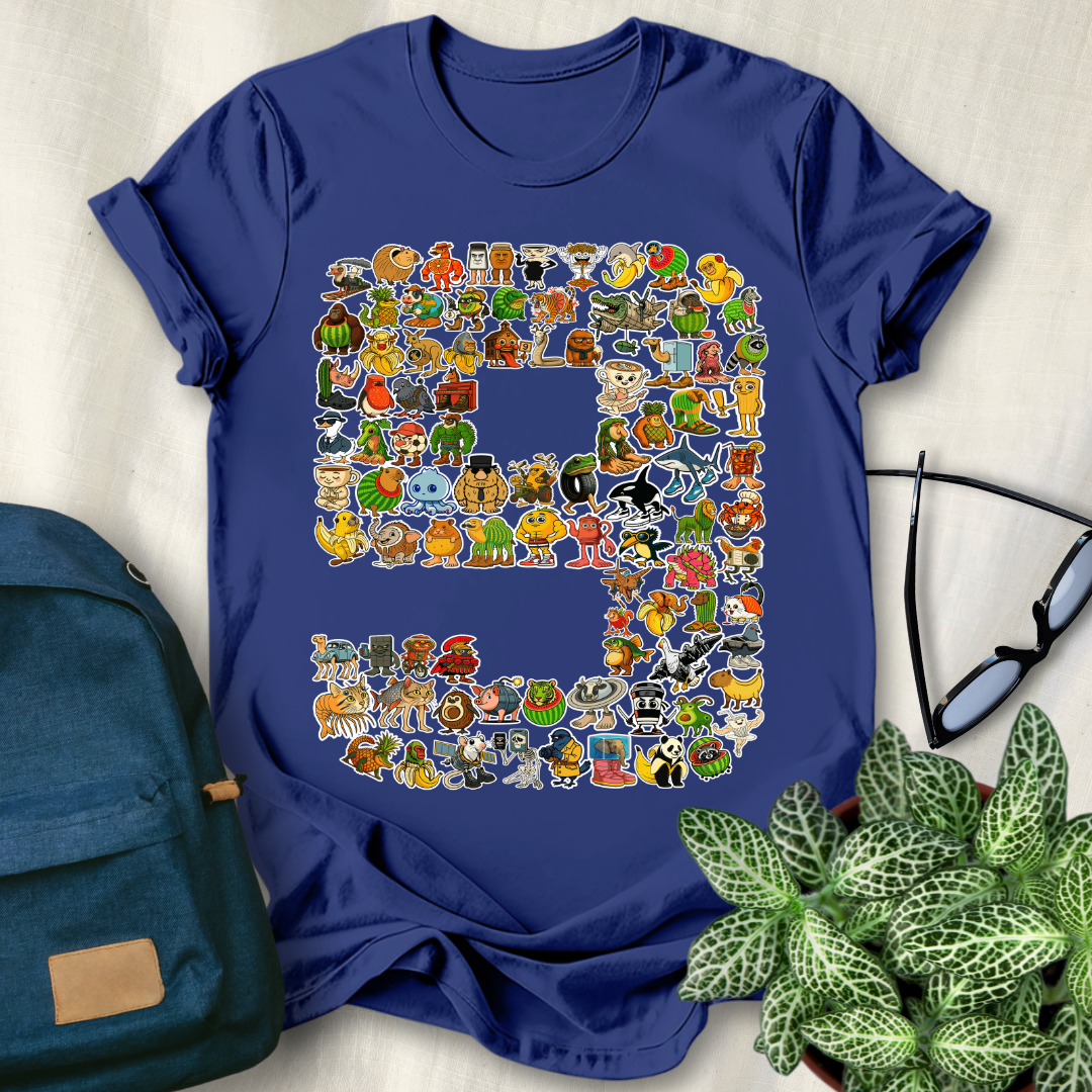 90 Italian Brainrot Characters 9th Birthday T-Shirt
