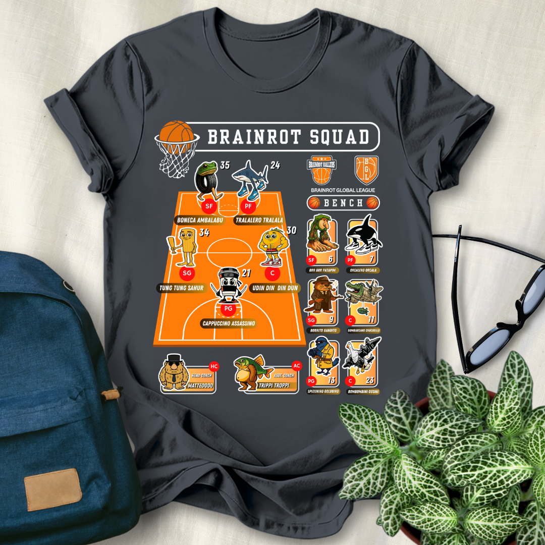 Italian Brainrot Team Basketball Starting Lineup T-Shirt
