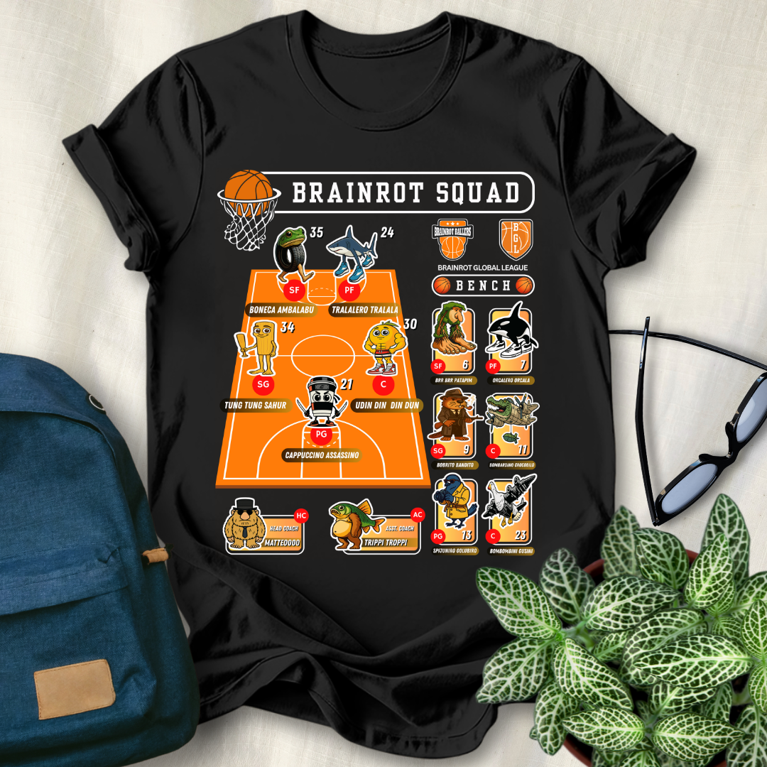Italian Brainrot Team Basketball Starting Lineup T-Shirt