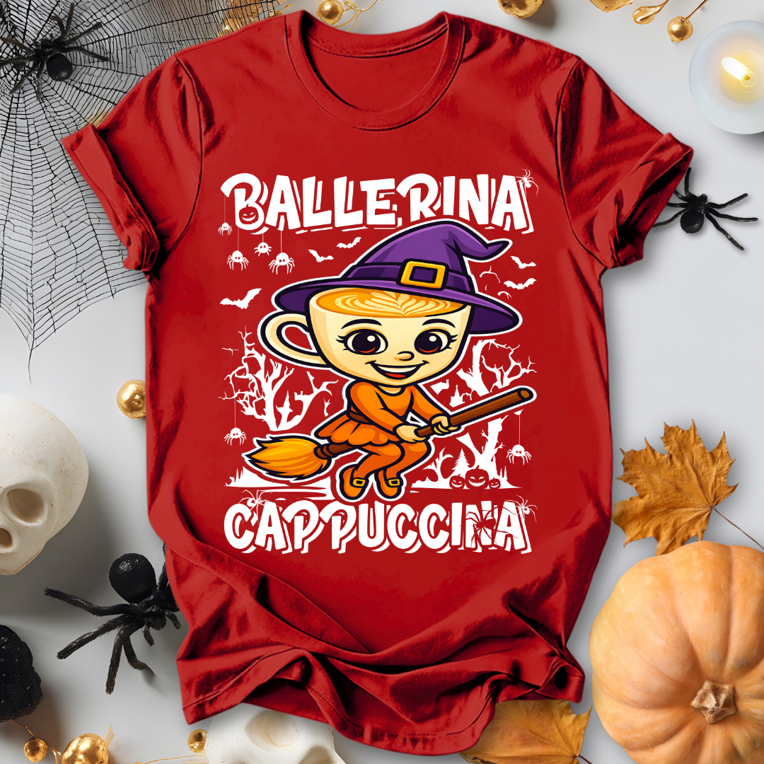 Ballerina Cappuccina Halloween Witch Italian Brainrot T-Shirt